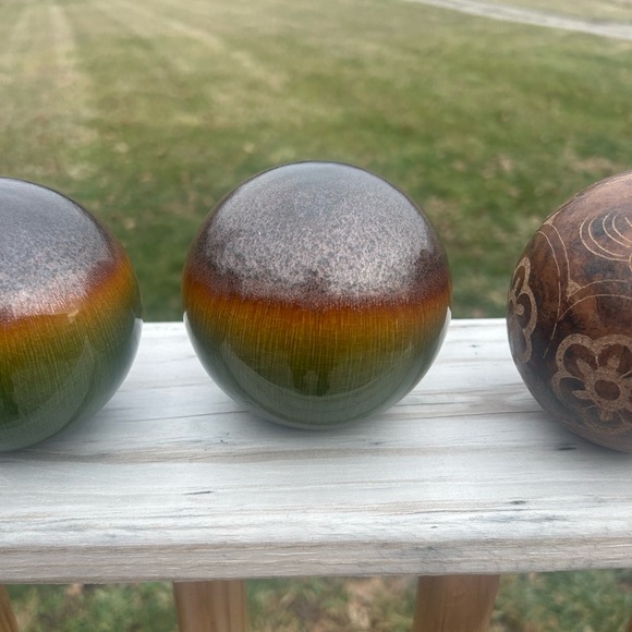 Ceramic Orbs 4pc Set 3.5/4” Filigree Earth tone Decorative Bowl Filler Pier1 - Picture 5 of 16